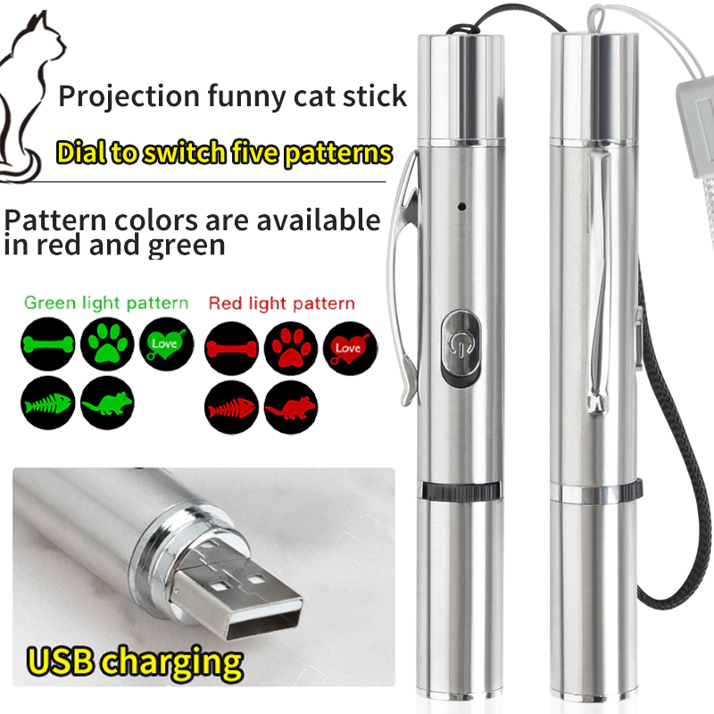 Laser Sight Pointer Projection cat accessories Cat toy USB Charging Funny Cat Stick Kitten Interactive Cat Scratching Supplies