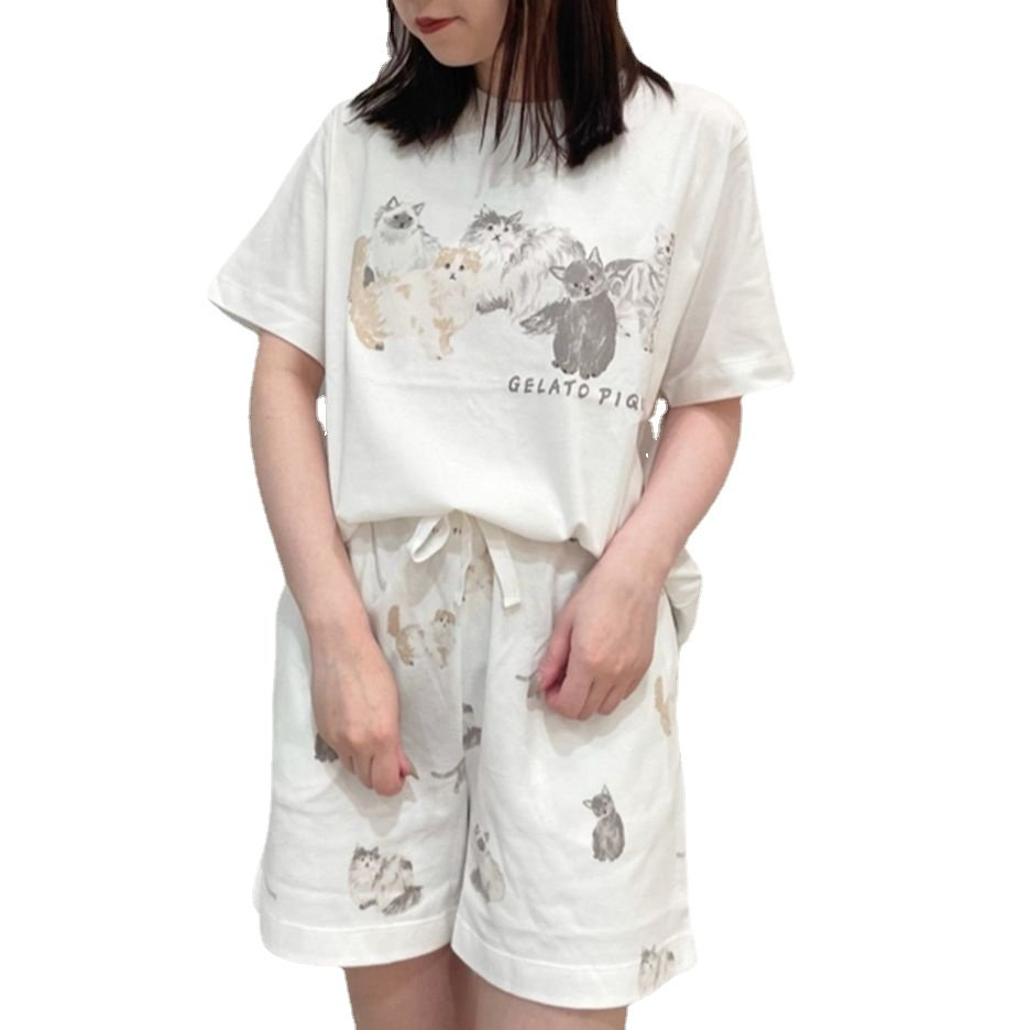 Room Wear Gelato Pique Kawaii Cat Shorts Set Pajama